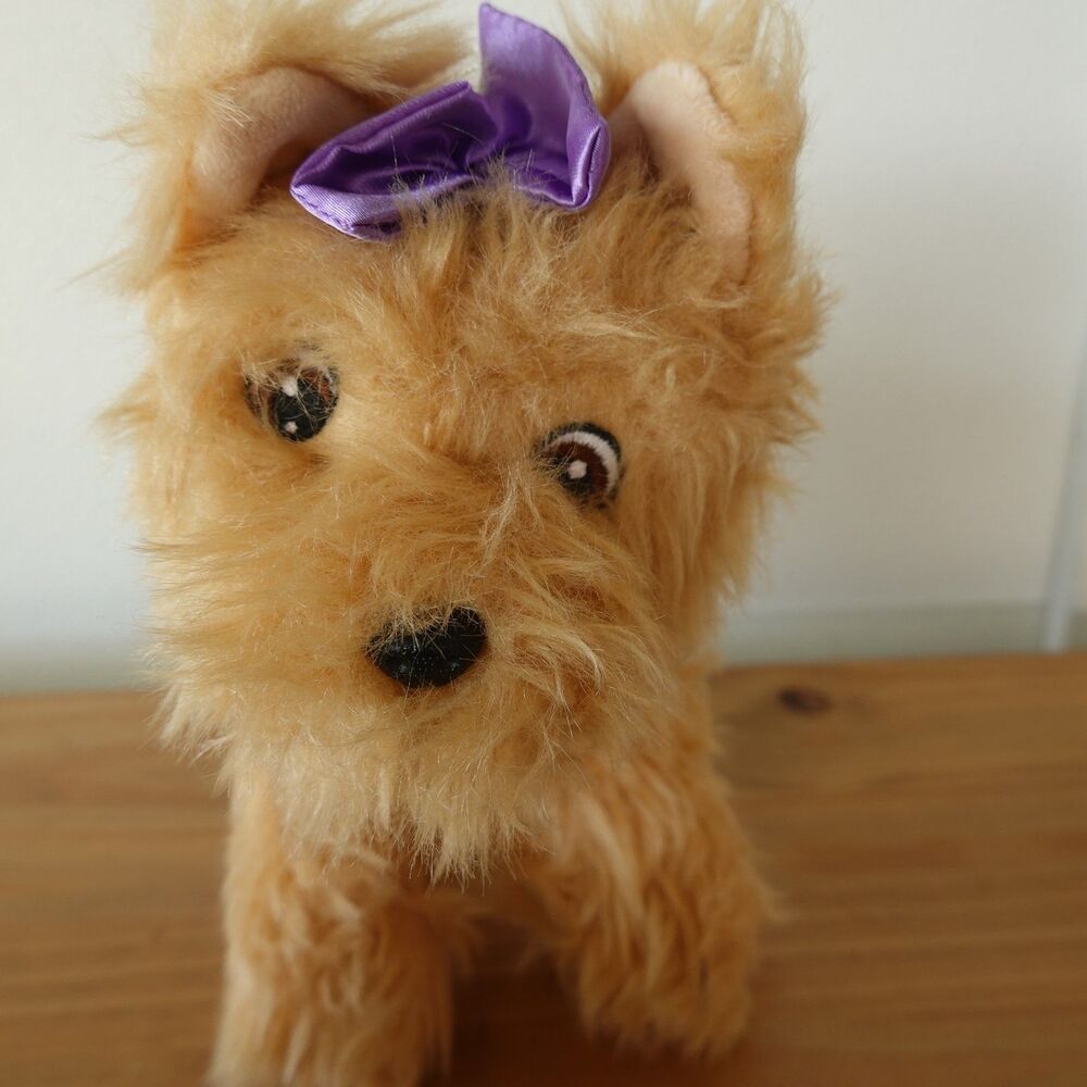 Yorkie Dog Plush Toy Purple Bow 9" Distributed By Walmart Yorkshire Terrier